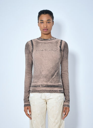Acne Studios Long Sleeve Logo Top Beige acn0265018