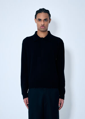 Saint Laurent Wool Polo Shirt Black sla0159008