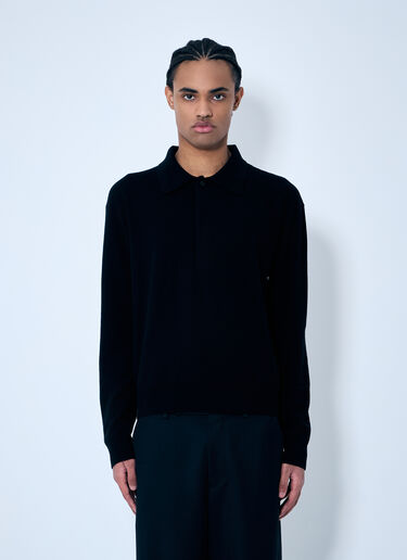 Saint Laurent Wool Polo Shirt Black sla0159008