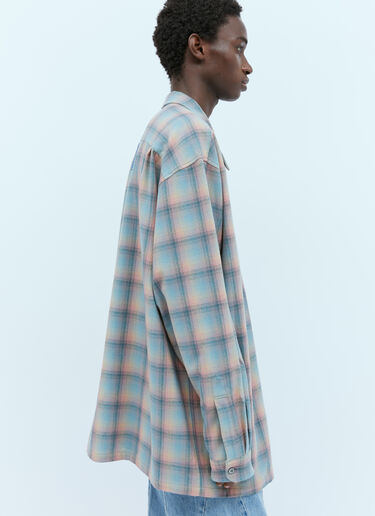 Maison Margiela Oversized Wool Check Shirt Blue mla0153009