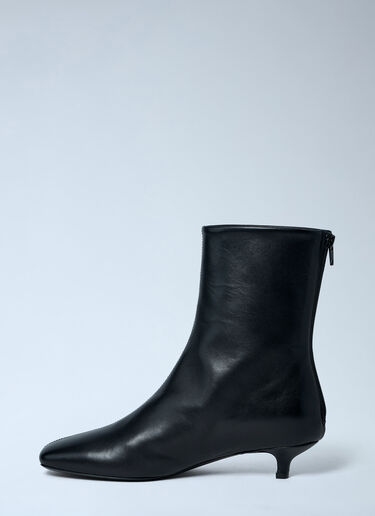 TOTEME Classic Day Leather Ankle Boots Black tot0263051