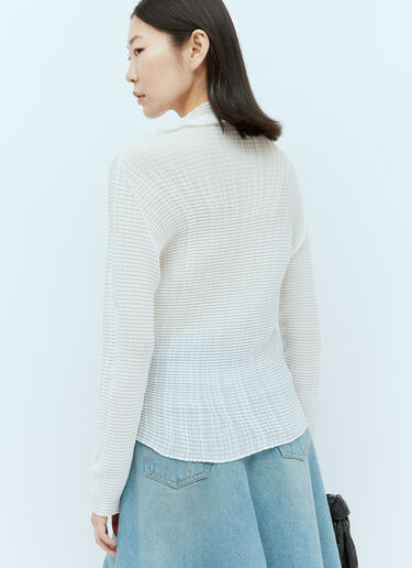 Issey Miyake Pleated Long Sleeve Top White ism0255016