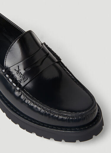 Logo Plaque Loafers Saint Laurent Logo Plaque Loafers Black sla0251167