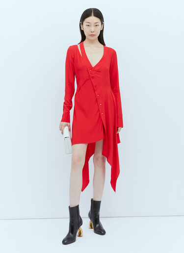 Stella McCartney Asymmetric Seam Cut-Out Dress Red stm0254003
