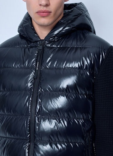 LN-CC® - Moncler: Cashmere & Wool Blend Padded Zip-Up Cardigan - Black Moncler Cashmere & Wool Blend Padded Zip-Up Cardigan Black mon0166003