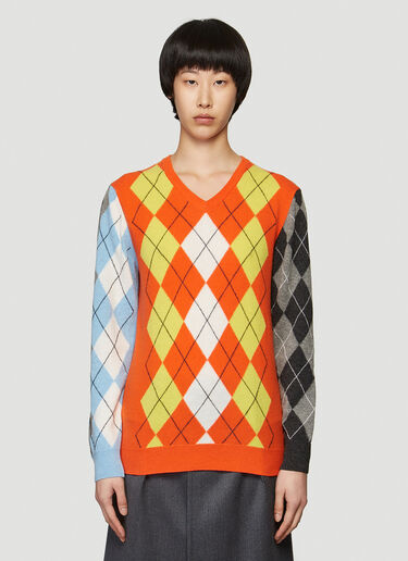 Pringle of Scotland Patchwork Argyle Sweater Orange pos0340004