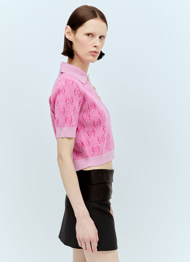 Gucci GG Wool Jacquard Knit Top Pink guc0255032