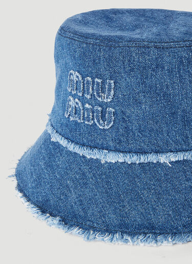Miu Miu Logo Patch Denim Bucket Hat Blue miu0252051