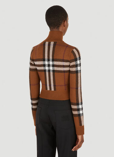 Burberry Checked High Neck Sweater Brown bur0251017