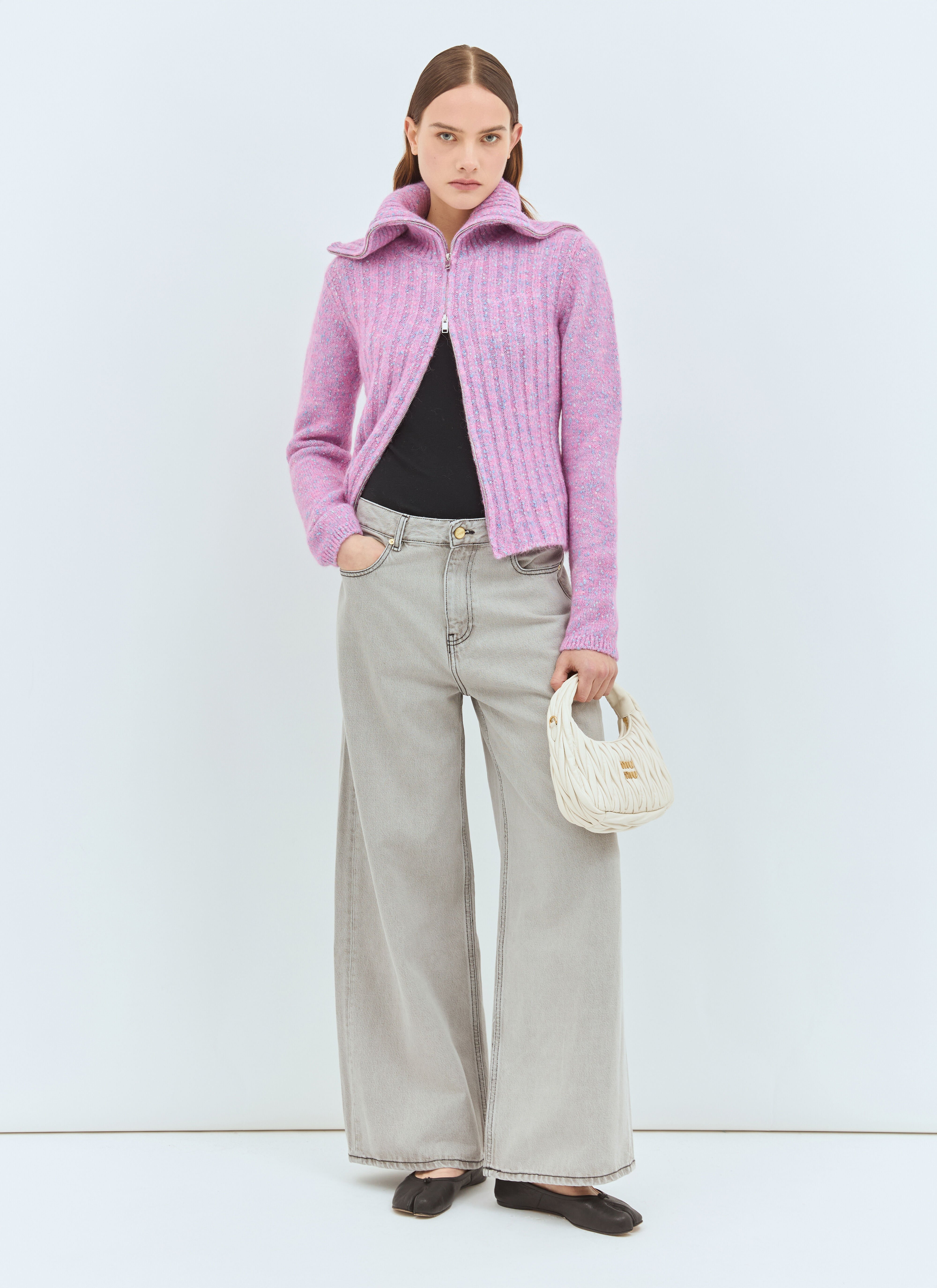 Ganni Highneck Zip Cardigan en Pink pour femme | LN-CC®