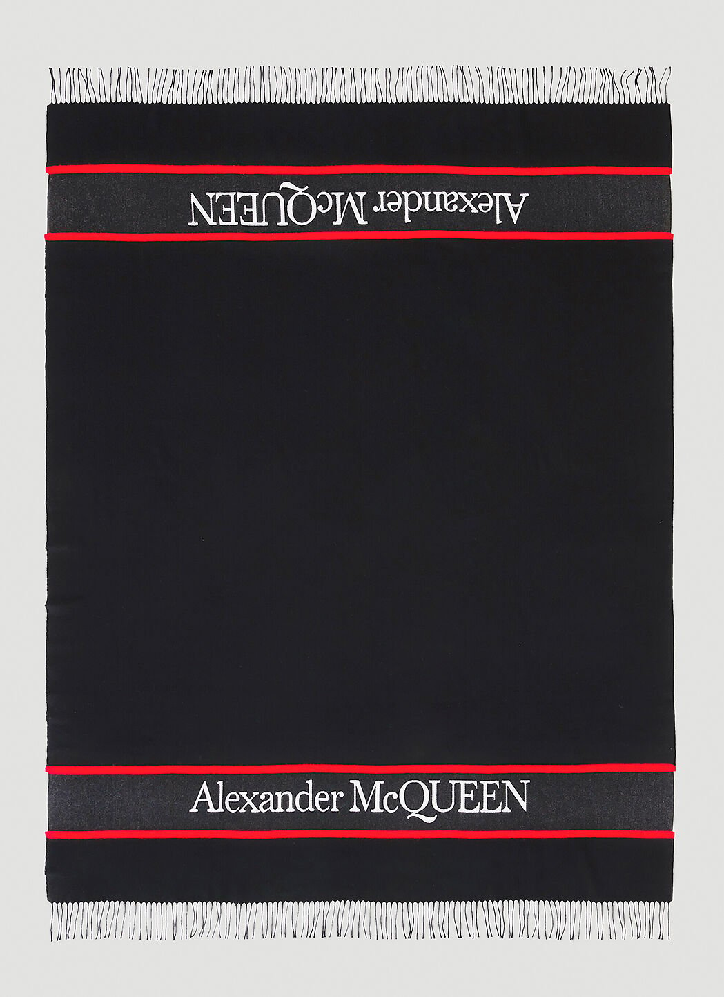 Alexander McQueen 블로운 업 로그 스카프 블랙 amq0152002