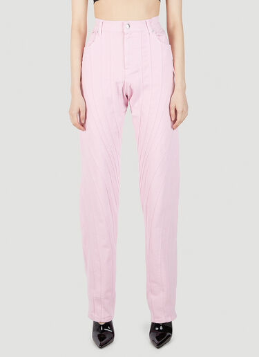 Mugler Structured Panel Jeans Pink mug0251067