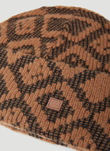 Acne Studios Face Tiles Beanie Hat Brown acn0153053