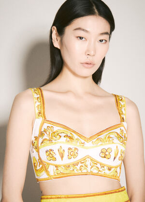 Dolce & Gabbana Majolica Coset Crop Top Yellow dol0257007