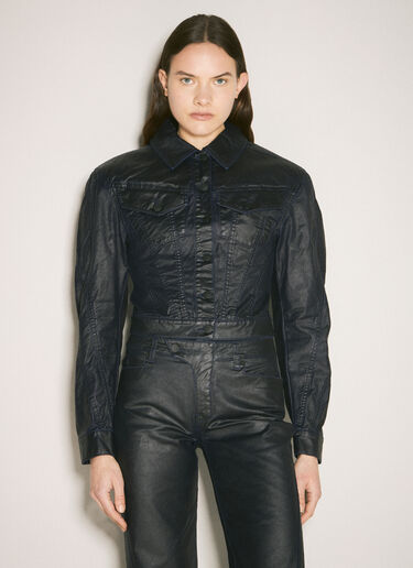 Mugler Waxed Denim Jacket Black mug0258018