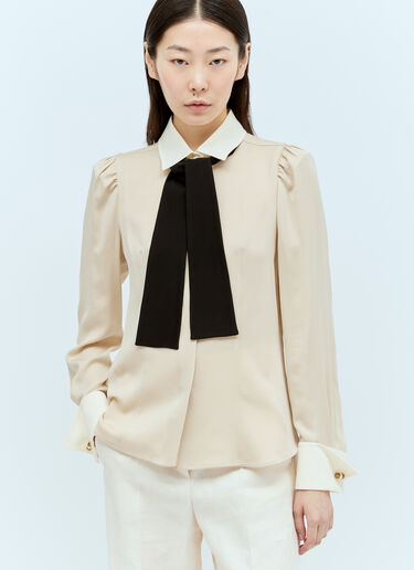 Max Mara Bow-Tie Silk Shirt Beige max0255016