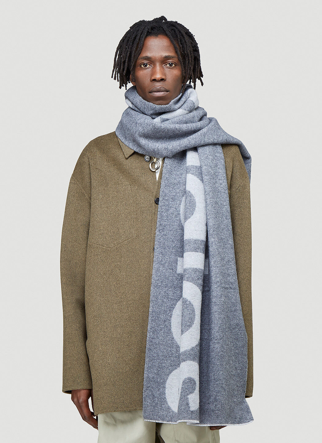 Acne Studios Toronty Logo R Scarf in Grey LN CC