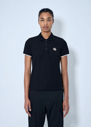 Moncler Piqué Polo Shirt with Logo Badge Black mon0265097