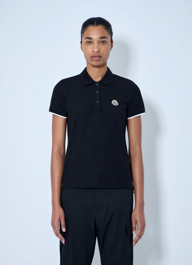 Moncler Piqué Polo Shirt with Logo Badge Black mon0265097