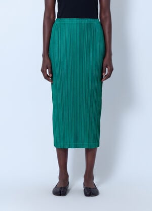 Pleats Please Issey Miyake Thicker Bottoms 1 Midi Skirt Green plp0266003