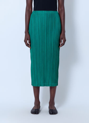 LN-CC® - Pleats Please Issey Miyake: Thicker Bottoms 1 Midi Skirt - Green Pleats Please Issey Miyake Thicker Bottoms 1 Midi Skirt Green plp0266003