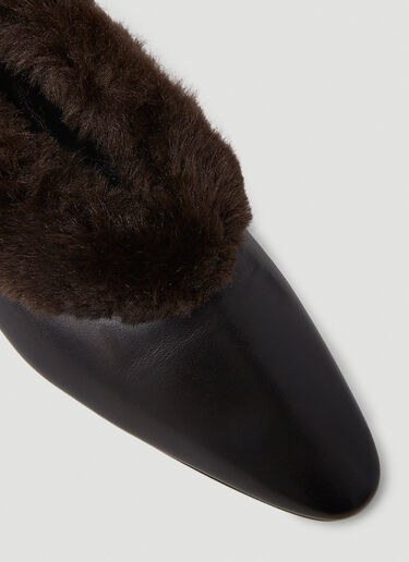 TOTEME Faux Fur Trim Ballerina Shoes Black tot0251046