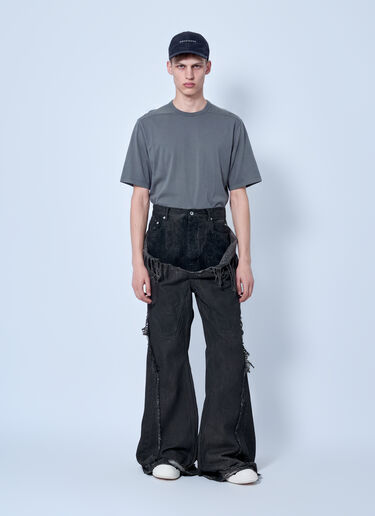 LN-CC® - Rick Owens DRKSHDW: Shredded Denim Slivered Bootcut Jeans - Dark Grey Rick Owens DRKSHDW Shredded Denim Slivered Bootcut Jeans Dark Grey drk0166008