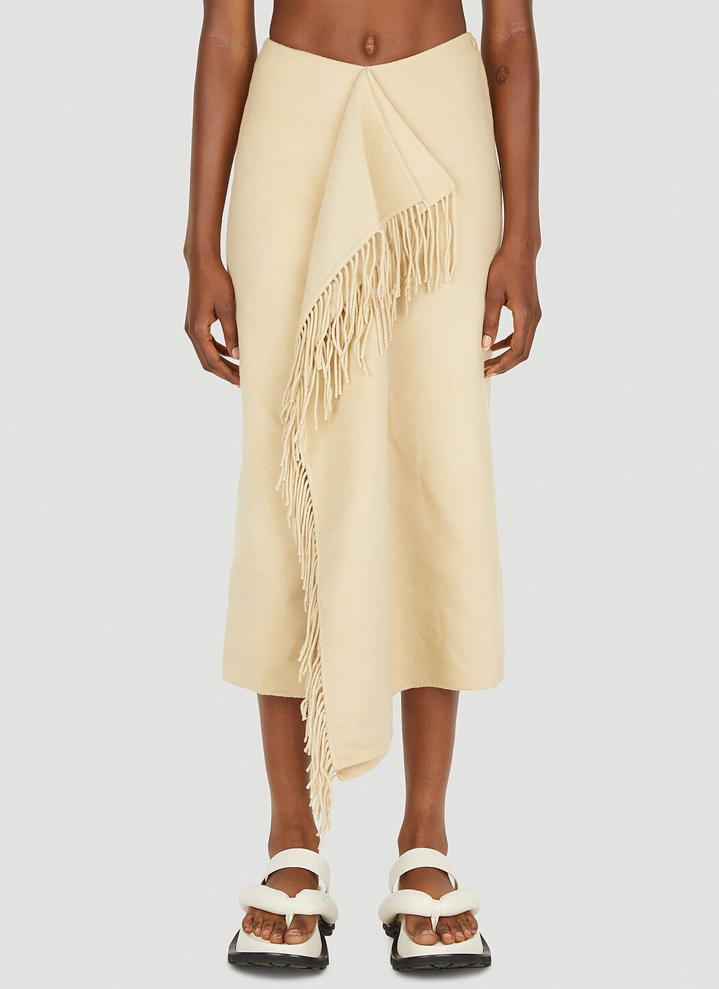 Nanushka Liza Draped Blanket Skirt Brown nan0249010