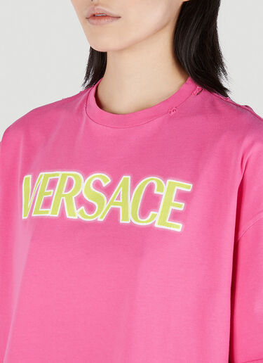 Versace 徽标印花 T 恤 粉色 vrs0251007