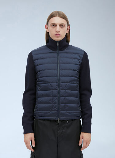 LN-CC® - Moncler: Logo Patch Zip-Up Cardigan - Navy Moncler Logo Patch Zip-Up Cardigan Navy mon0153018