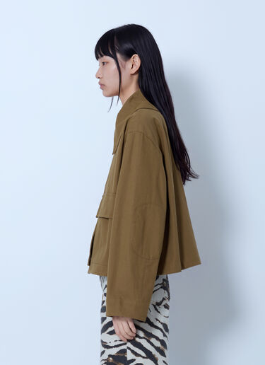 LN-CC® - GANNI: Workwear Canvas Short Barn Jacket - Brown GANNI Workwear Canvas Short Barn Jacket Brown gan0265017