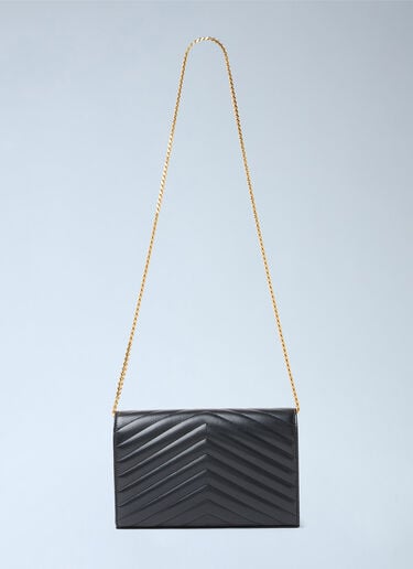 Saint Laurent Cassandre Matelassé 链条皮革钱包 黑色 sla0253114