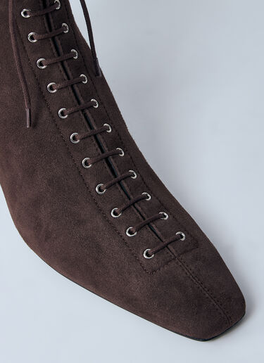 TOTEME Suede Lace-Up Boots Black tot0260017