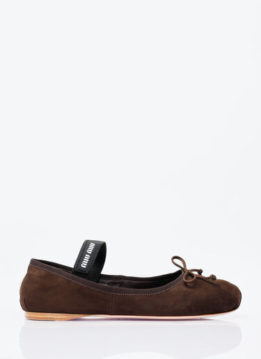 Miu Miu Suede Ballerina Flats Brown miu0257018