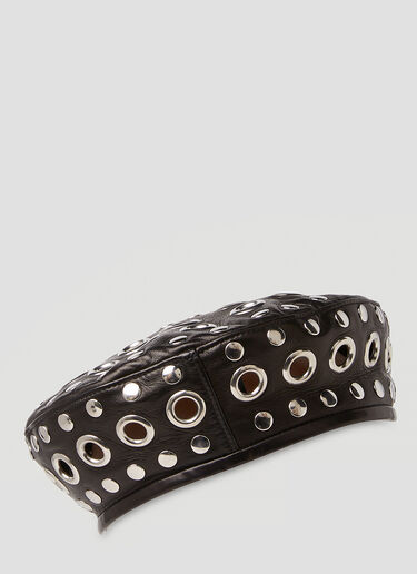 Gucci Leather Embellished Beret Black guc0251016