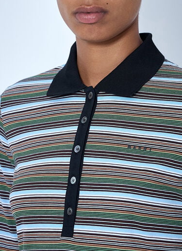 LN-CC® - Marni: Striped Long Sleeve Polo Shirt - Blue Marni Striped Long Sleeve Polo Shirt Blue mni0265009