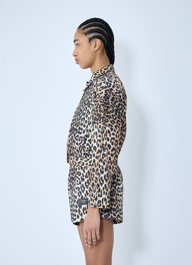 GANNI Duchesse Leopard Print Short Jacket Brown gan0259002