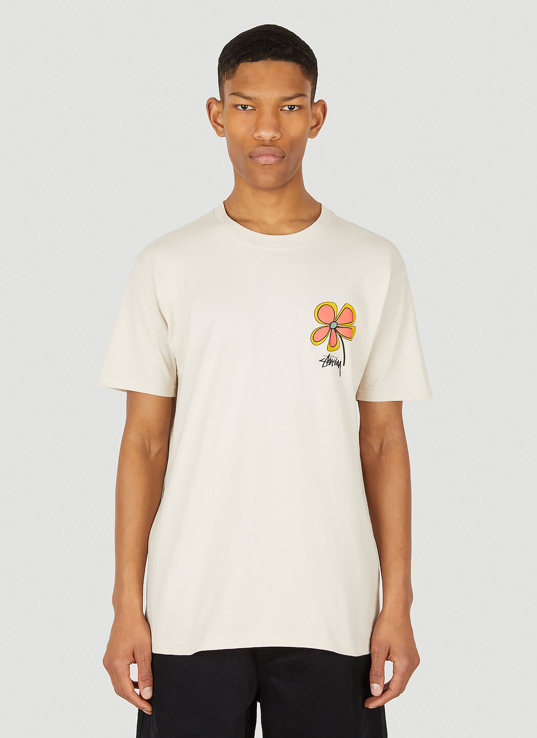 St ssy Flower Logo T Shirt in Beige LN CC