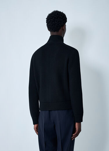 Maison Margiela Wool Zip-Up Cardigan Black mla0162002