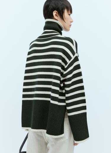 TOTEME シグネチャーストライプロールネックセーター グリーン tot0254021