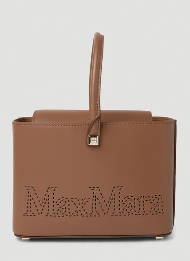 Max Mara Perforated Logo Shopping Handbag Brown max0251028