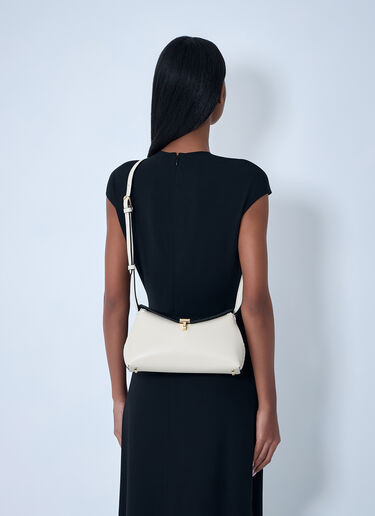 TOTEME T-Lock Embroidered Leather Clutch Bag Cream tot0263075