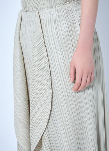 Pleats Please Issey Miyake Pleated Wide-Leg Trousers Beige plp0264016
