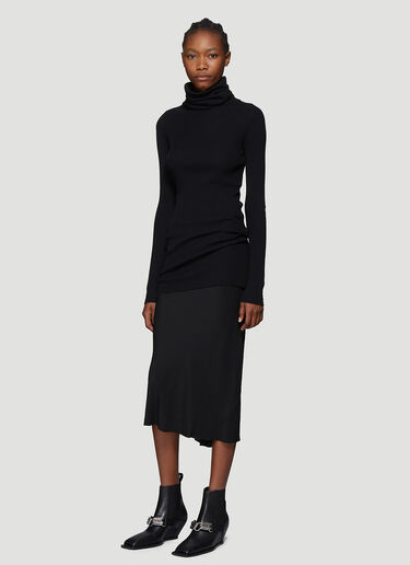 Rick Owens Ribbed Knit Roll Neck Top Black ric0237011