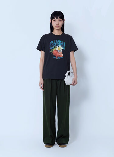 LN-CC® - GANNI: Single Wool Twill Oversized Pleated Pants - Green GANNI Single Wool Twill Oversized Pleated Pants Green gan0266004