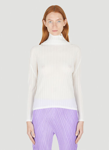 Pleats Please Issey Miyake Mock Neck Top White plp0248020