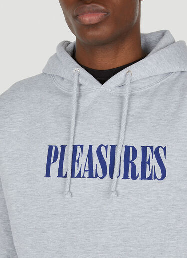 Pleasures Tickle Logo Print Hooded Sweatshirt Grey pls0147016
