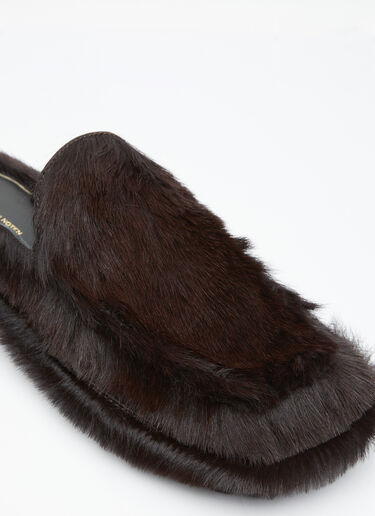 Dries Van Noten Leather-Trimmed Ponyhair Slides Brown dvn0154031