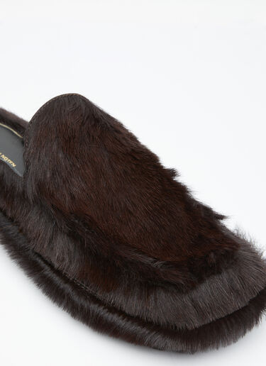 レザートリム ポニーヘア スライド Dries Van Noten レザートリム ポニーヘア スライド ブラウン dvn0154031