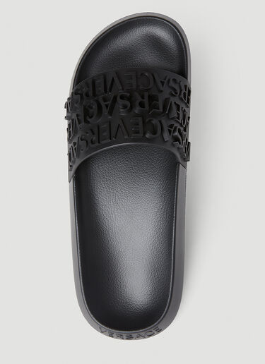 Versace Logo Embossed Slides Black ver0151028